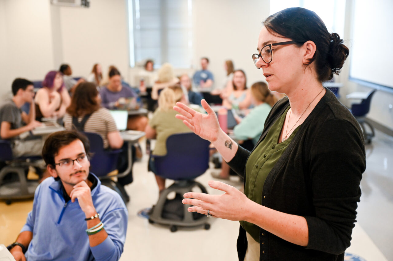 Dr. Julie Madden, shown in her Advanced Seminar for Psychological Processes class, has been a UTC faculty member since 2019. Photo by Angela Foster.