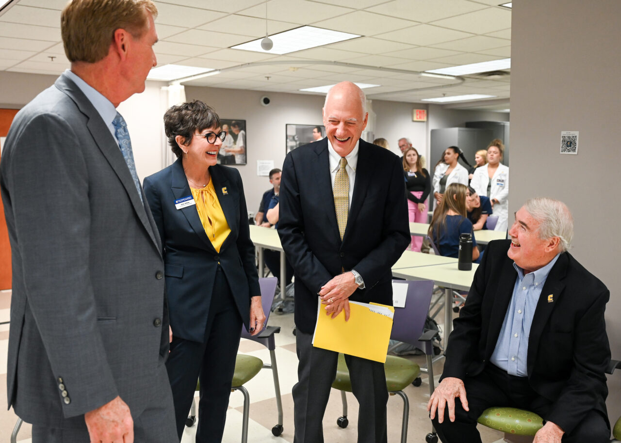 Members of the UTC nursing staff, faculty and students, along with elected officials, were present Monday, Oct. 23, 2023 for the announcement of an $8-million gift from the Kennedy Foundation, Inc., to name the forthcoming home of the UTC School of Nursing the Dorothy and Jim Kennedy Health Sciences Building.