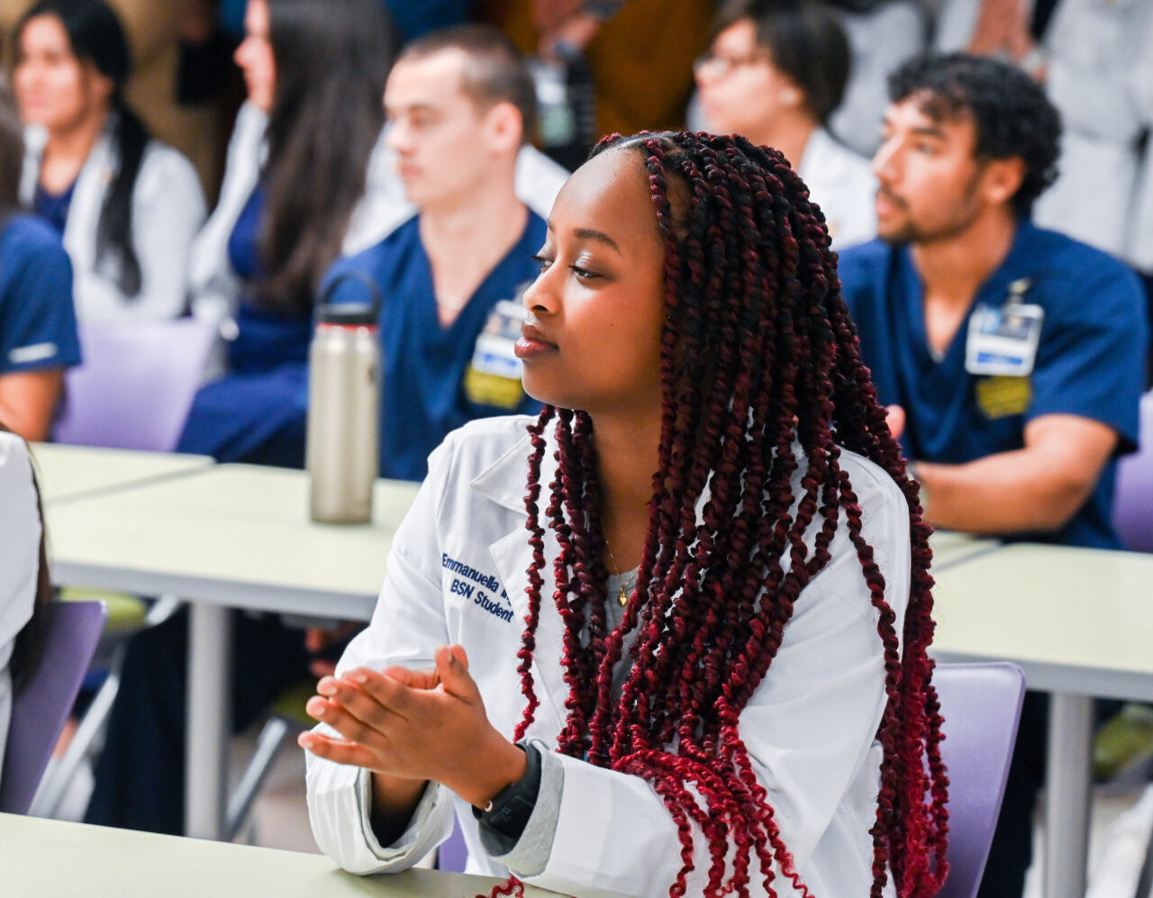 Members of the UTC nursing staff, faculty and students, along with elected officials, were present Monday, Oct. 23, 2023 for the announcement of an $8-million gift from the Kennedy Foundation, Inc., to name the forthcoming home of the UTC School of Nursing the Dorothy and Jim Kennedy Health Sciences Building.