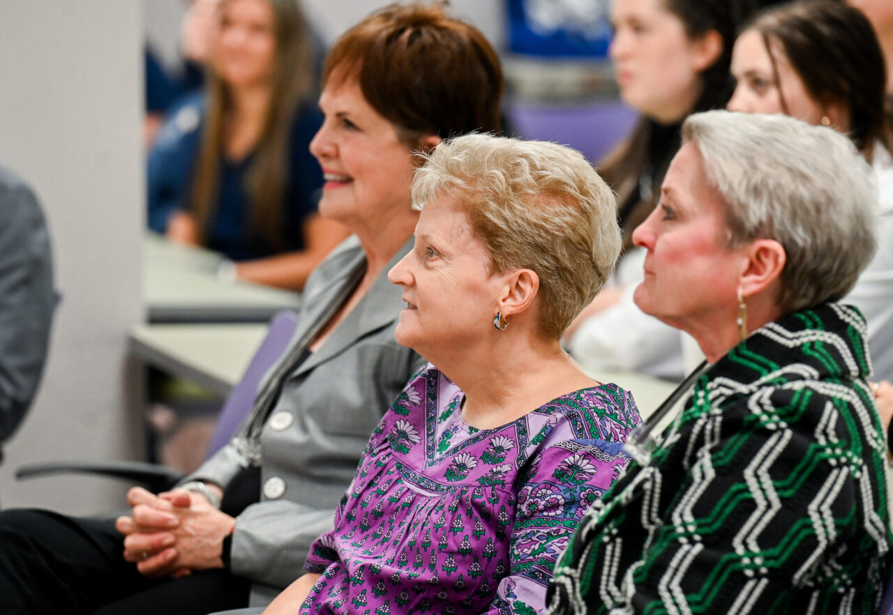 Members of the UTC nursing staff, faculty and students, along with elected officials, were present Monday, Oct. 23, 2023 for the announcement of an $8-million gift from the Kennedy Foundation, Inc., to name the forthcoming home of the UTC School of Nursing the Dorothy and Jim Kennedy Health Sciences Building.