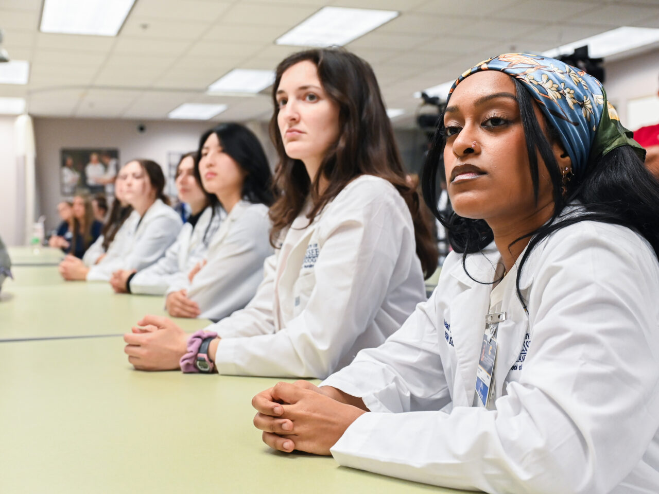 Members of the UTC nursing staff, faculty and students, along with elected officials, were present Monday, Oct. 23, 2023 for the announcement of an $8-million gift from the Kennedy Foundation, Inc., to name the forthcoming home of the UTC School of Nursing the Dorothy and Jim Kennedy Health Sciences Building.