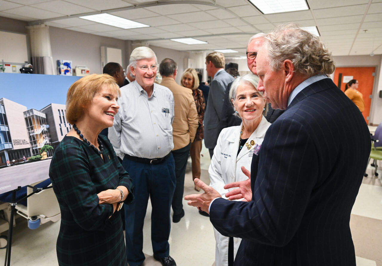 Members of the UTC nursing staff, faculty and students, along with elected officials, were present Monday, Oct. 23, 2023 for the announcement of an $8-million gift from the Kennedy Foundation, Inc., to name the forthcoming home of the UTC School of Nursing the Dorothy and Jim Kennedy Health Sciences Building.