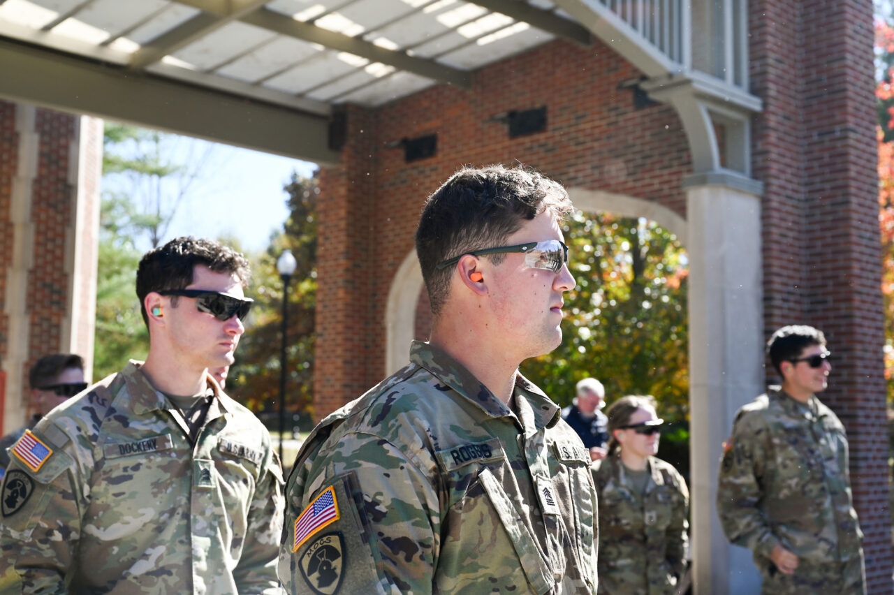 ROTC cadets ride in a Blackhawk, Wednesday, Nov.1, 2023