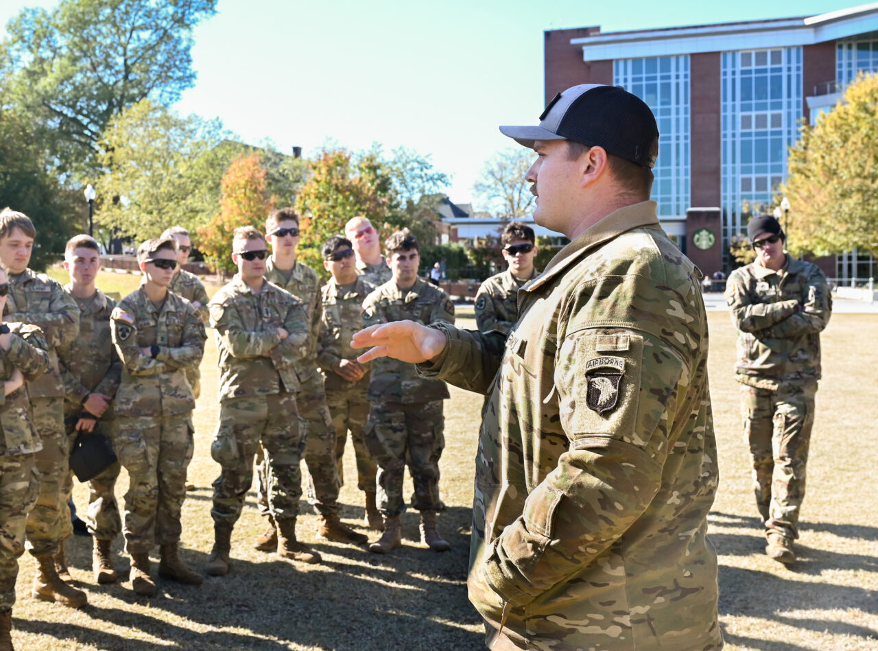 ROTC cadets ride in a Blackhawk, Wednesday, Nov.1, 2023