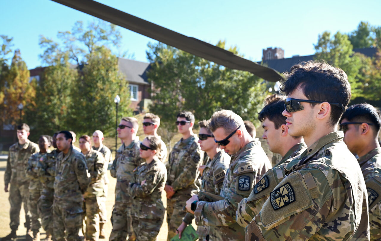 ROTC cadets ride in a Blackhawk, Wednesday, Nov.1, 2023