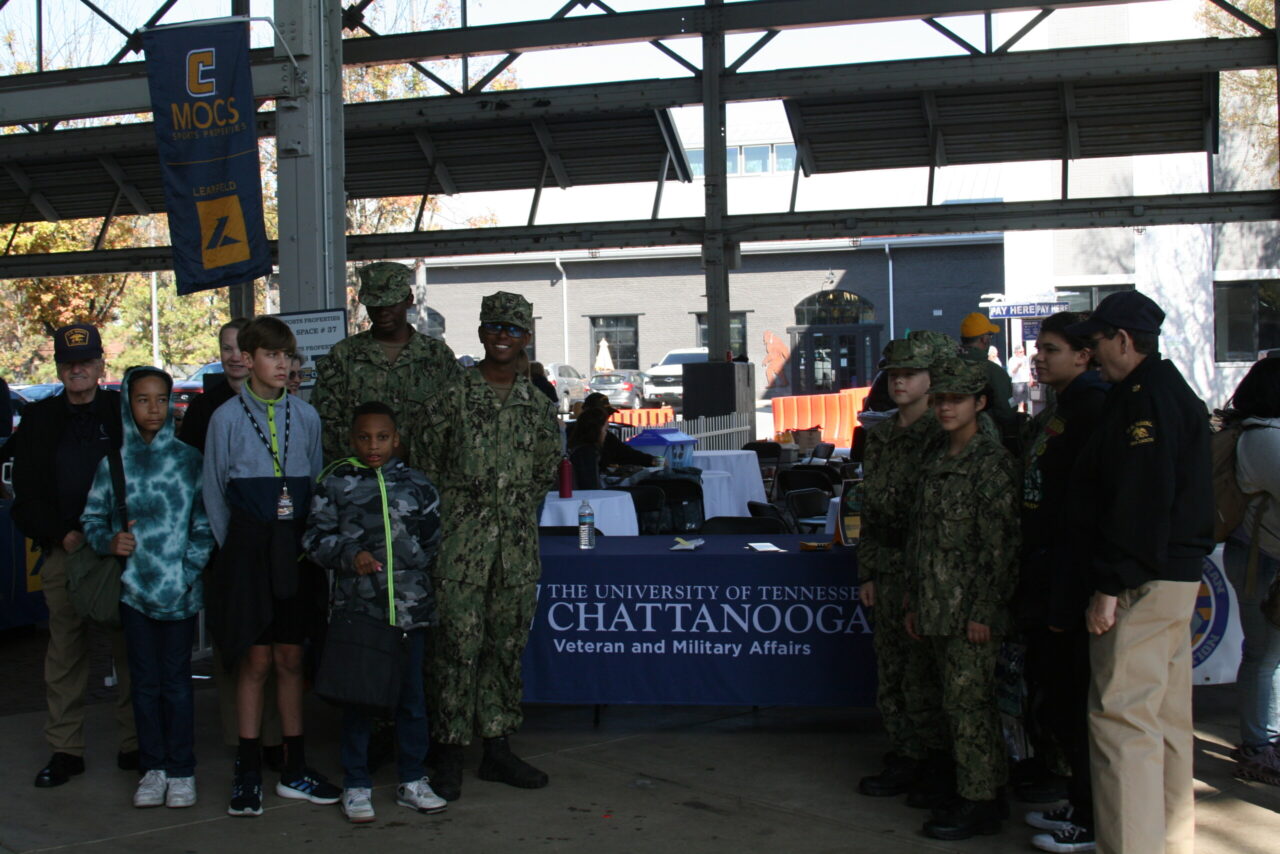 The Greater Chattanooga Navy League's Sea Cadets visited the UTC Veteran and Military Affairs Salute to Heroes Military Appreciation Game Day Tailgate on Nov. 4, 2023. 