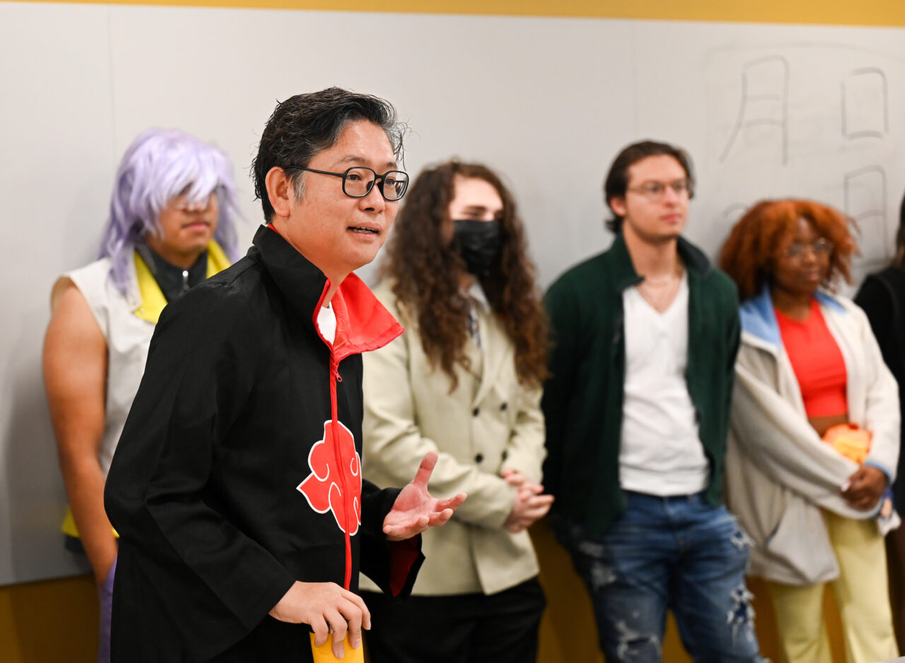 This fall, Center for Global Education Executive Director Takeo Suzuki is introducing UTC students to Japanese anime and manga. On Halloween, many of the students dressed the part. Photo by Angela Foster.