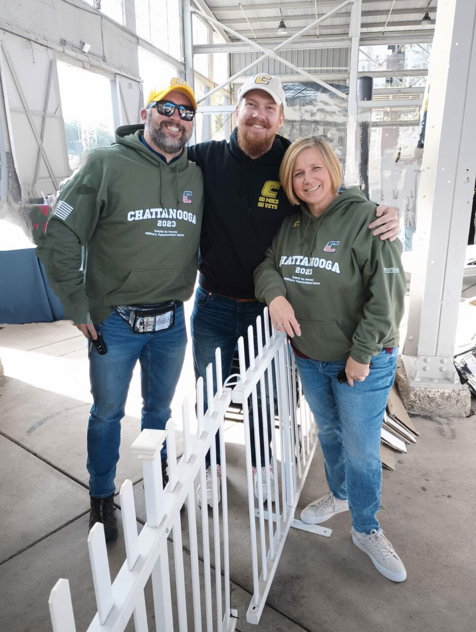 Joe Rowell, left, Ryan Christian and Kyra Daley at the Military Appreciation Salute to Heroes Appreciation game day tailgate at First Horizon Pavilion on Nov. 4, 2023 (photo courtesy of Kyra Daley).