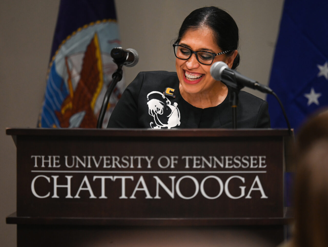 Dr. Abeer Mustafa was the keynote speaker of the Veterans Day Luncheon. After graduating from high school in Houston, Mustafa enlisted in the U.S. Army—serving for four years and attaining the rank of E-4.