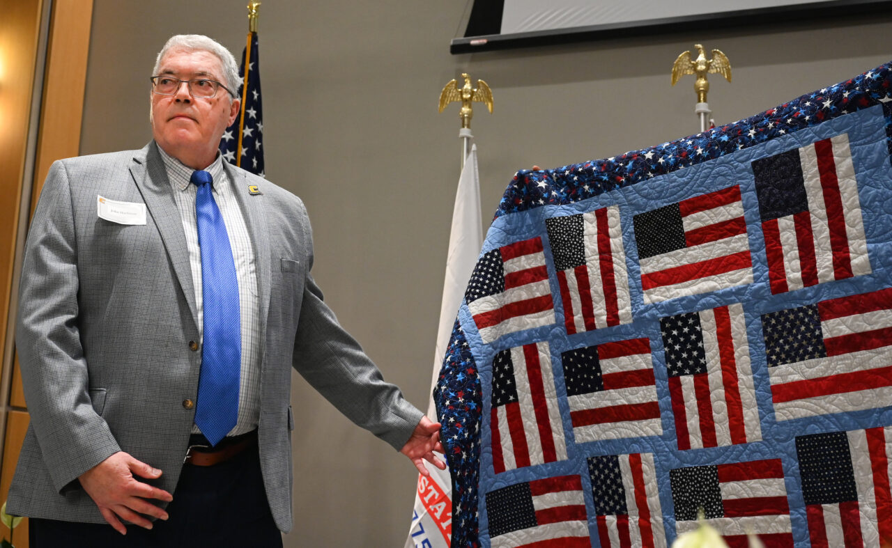 Dr. John Harbison, professor of practice for the Learning and Leadership programs at UTC and a member of the Army from 1979 until 2000, was presented a Quilt of Valor.