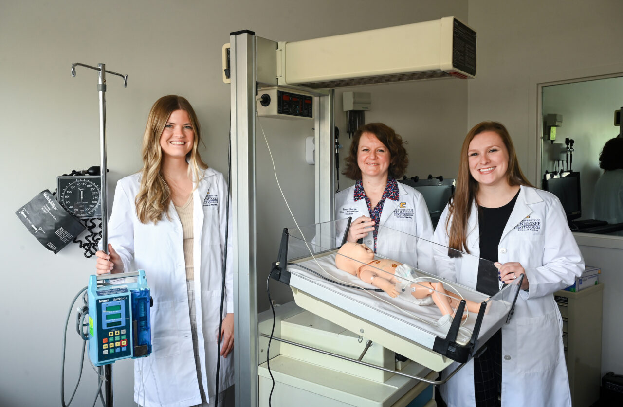 UTC Doctor of Nursing Practice students Logan Zumbrun, left, Tonya Morgan and Alexa Allen (photo by Angela Foster).