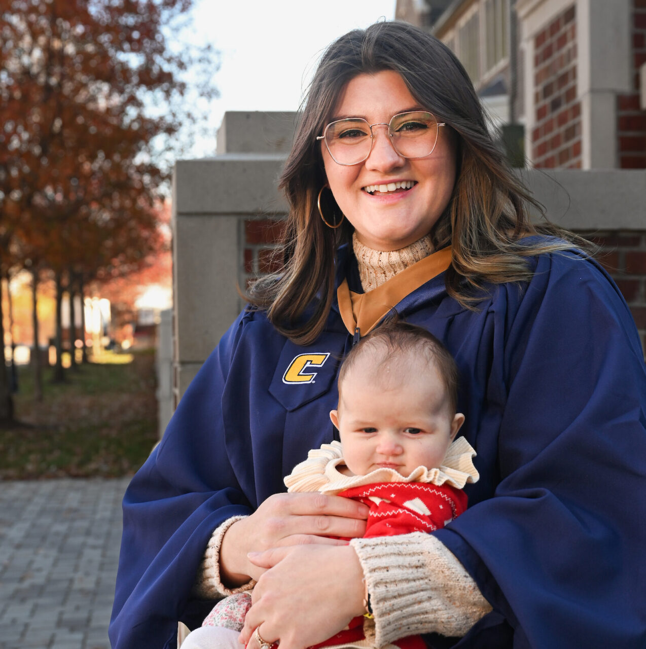 Gentry Whittaker and her 2-month-old daughter, Echo. Whittaker will be receiving an MBA from UTC during Graduate School commencement exercises on Friday, Dec. 15. Photo by Angela Foster.