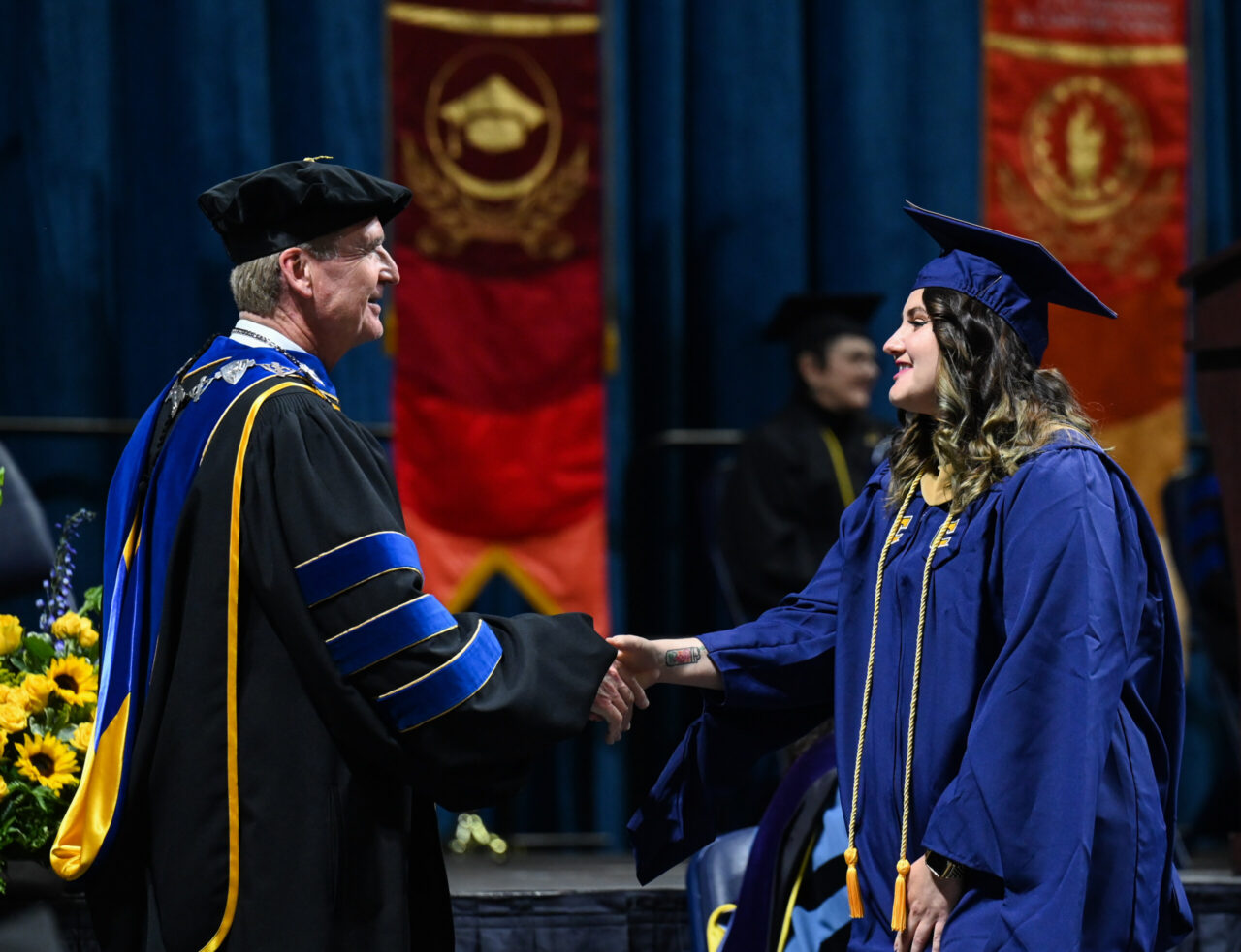 Students participate in the Graduate School commencement Friday, Dec. 15, 2023 in McKenzie Arena.