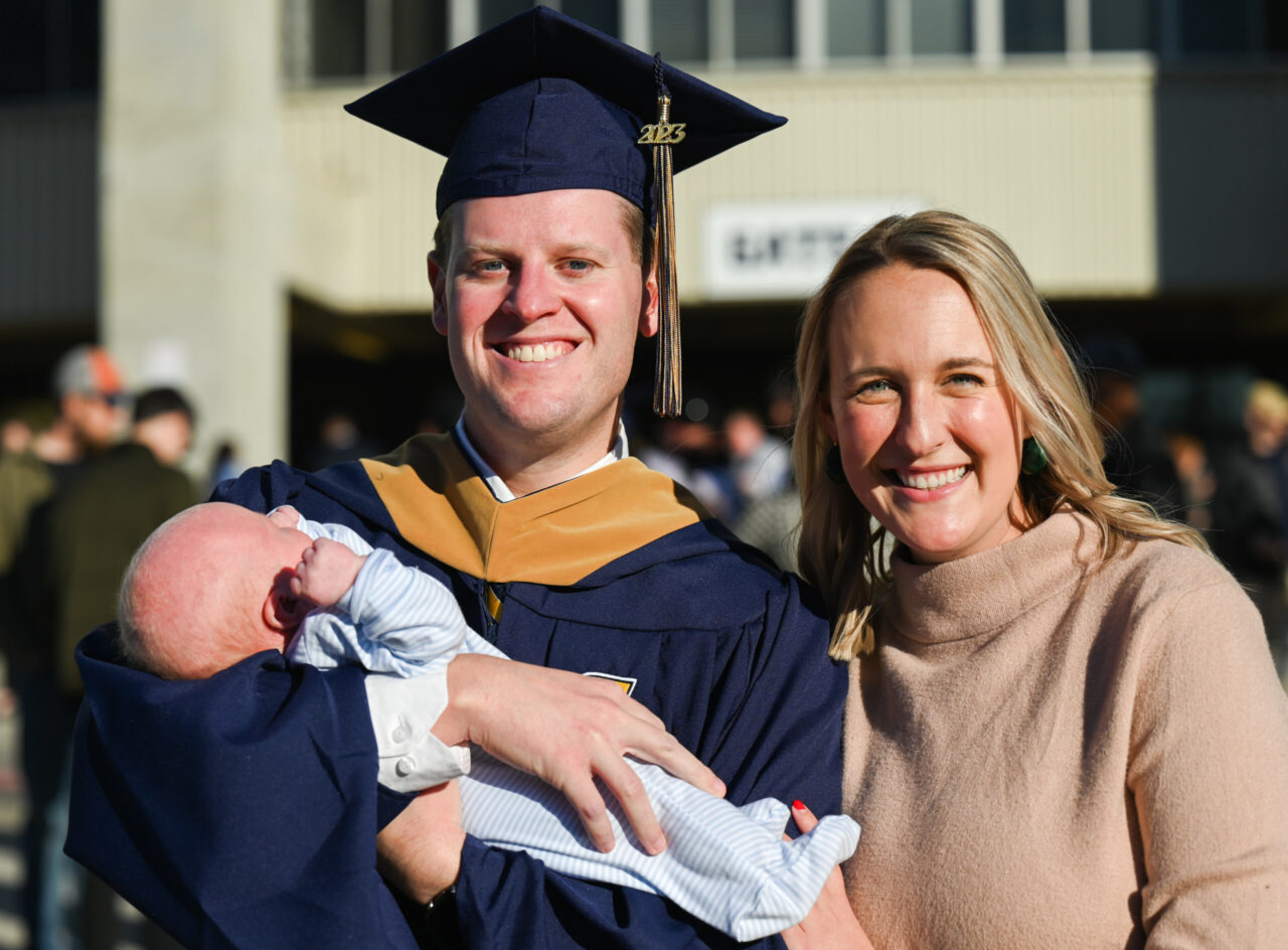 Students participate in the Graduate School commencement Friday, Dec. 15, 2023 in McKenzie Arena.