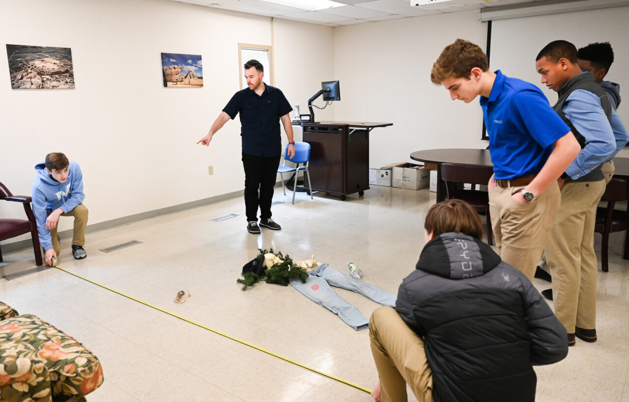 Criminal Justice and Anthropology mock crime scene with McCallie students, Wednesday, Jan. 10, 2024