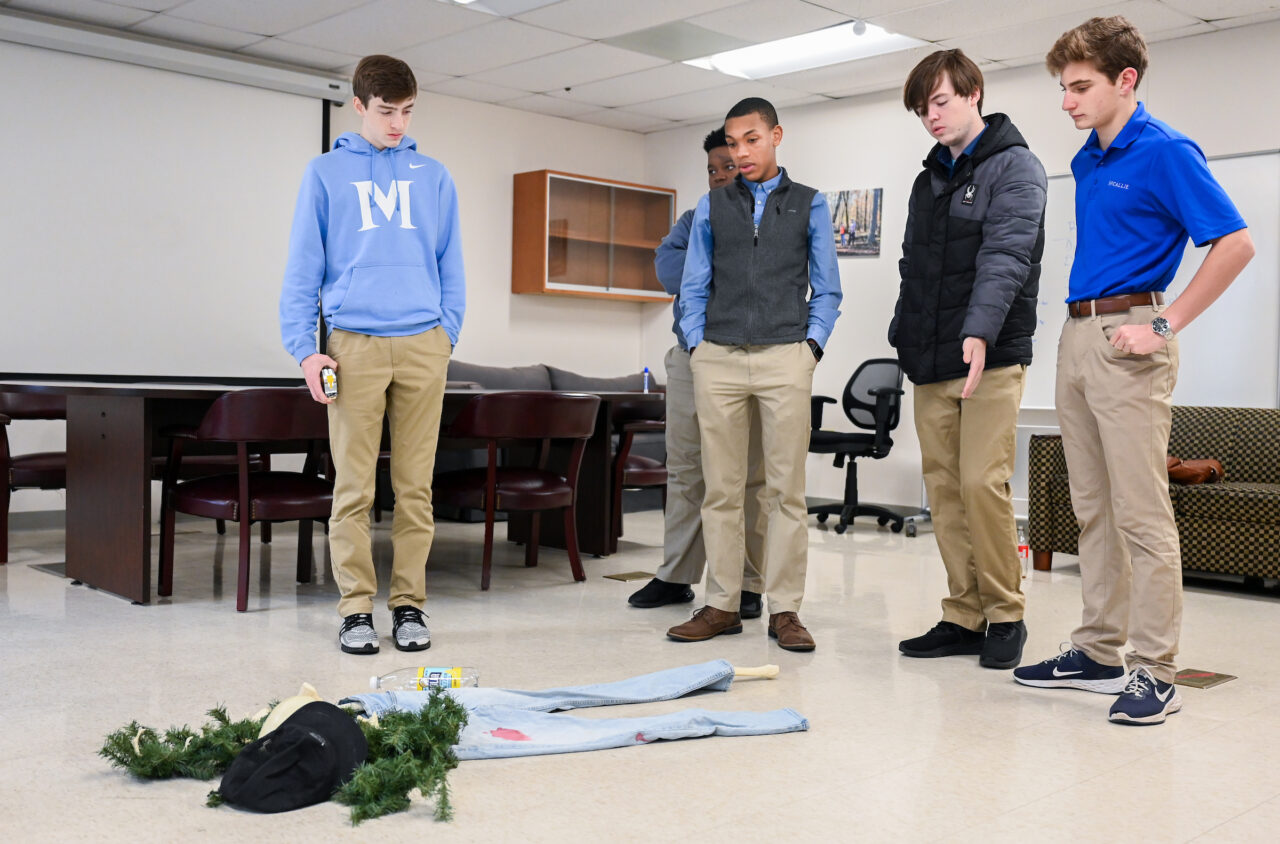 Criminal Justice and Anthropology mock crime scene with McCallie students, Wednesday, Jan. 10, 2024