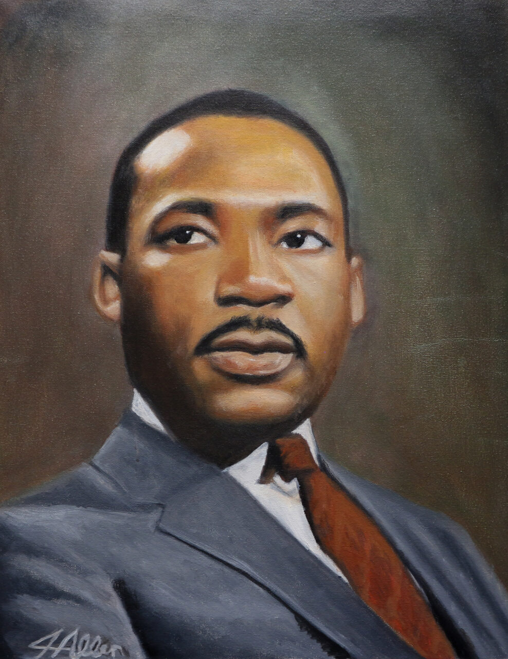 Portrait of Martin Luther King Jr. by Chattanooga artist Jerry Allen. The portrait was commissioned for the event by the Bessie Smith Cultural Center.