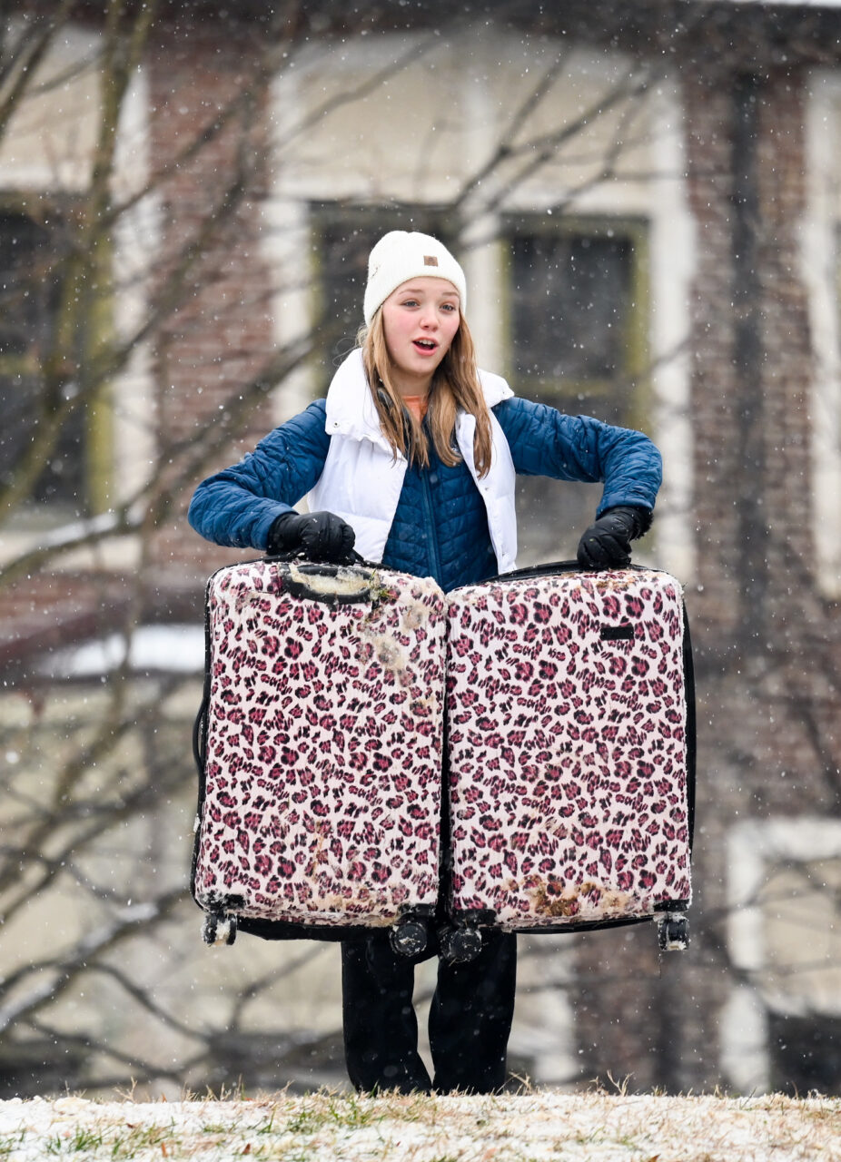 Students play in the snow Monday, Jan. 15, 2024 on Chamberlain Field.