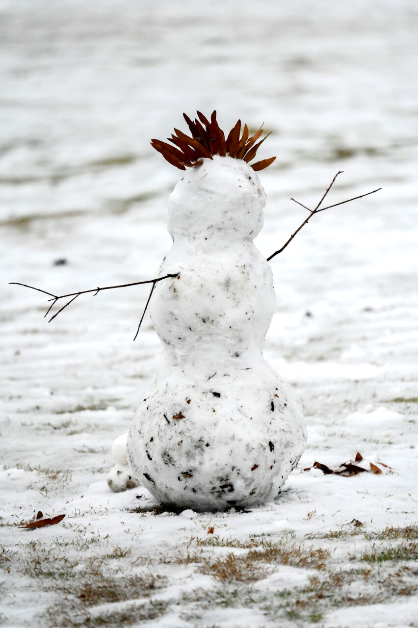 Students play in the snow Monday, Jan. 15, 2024 on Chamberlain Field.