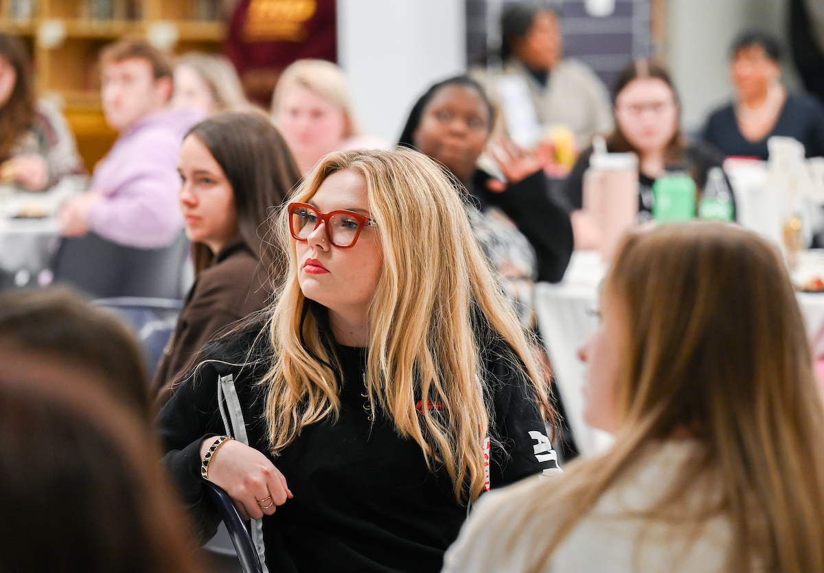 Students, faculty and staff attend the MCC and WAGE 15-year celebration Thursday, Feb. 29, 2024 in Lupton Hall.