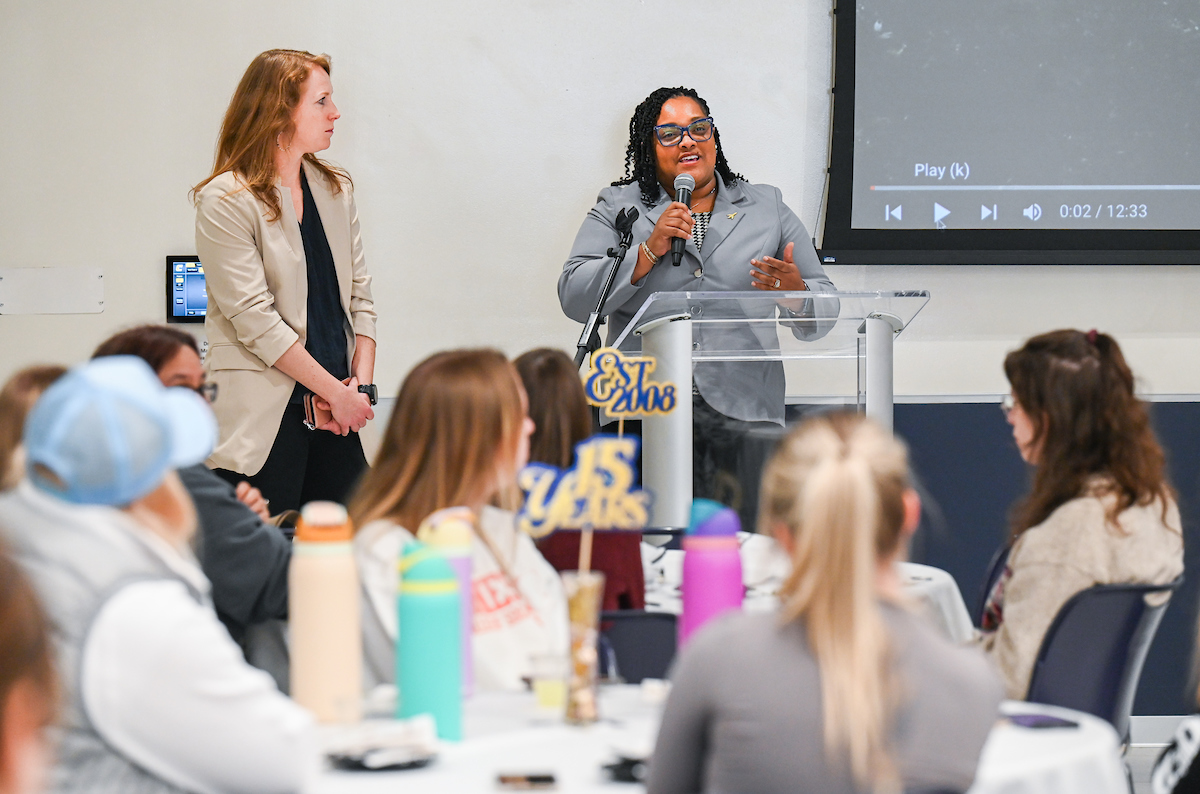 Students, faculty and staff attend the MCC and WAGE 15-year celebration Thursday, Feb. 29, 2024 in Lupton Hall.