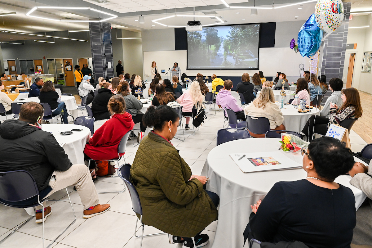 Students, faculty and staff attend the MCC and WAGE 15-year celebration Thursday, Feb. 29, 2024 in Lupton Hall.