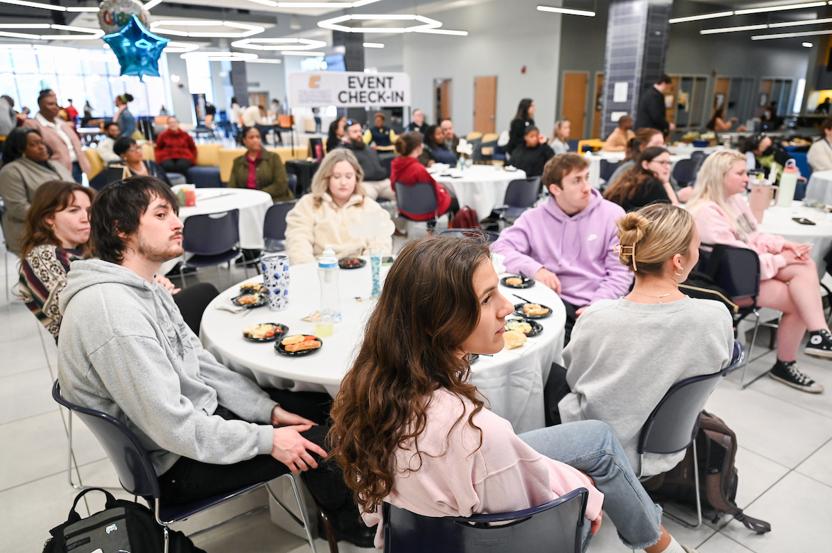 Students, faculty and staff attend the MCC and WAGE 15-year celebration Thursday, Feb. 29, 2024 in Lupton Hall.