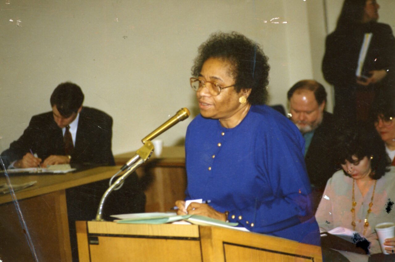 Dr. Tommie Brown speaking before the Tennessee State Legislature (photo undated). Photo courtesy of University of Tennessee at Chattanooga Special Collections.