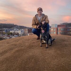 Senior Chase Frank and Daisy May on Chamberlain Field.