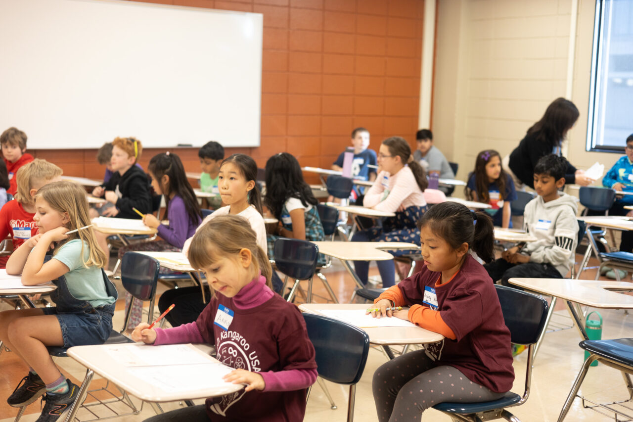 Elementary school students get ready to participate in the Math Kangaroo competition March 21 in UTC's Grote Hall. Photo by Peyton Schultz.