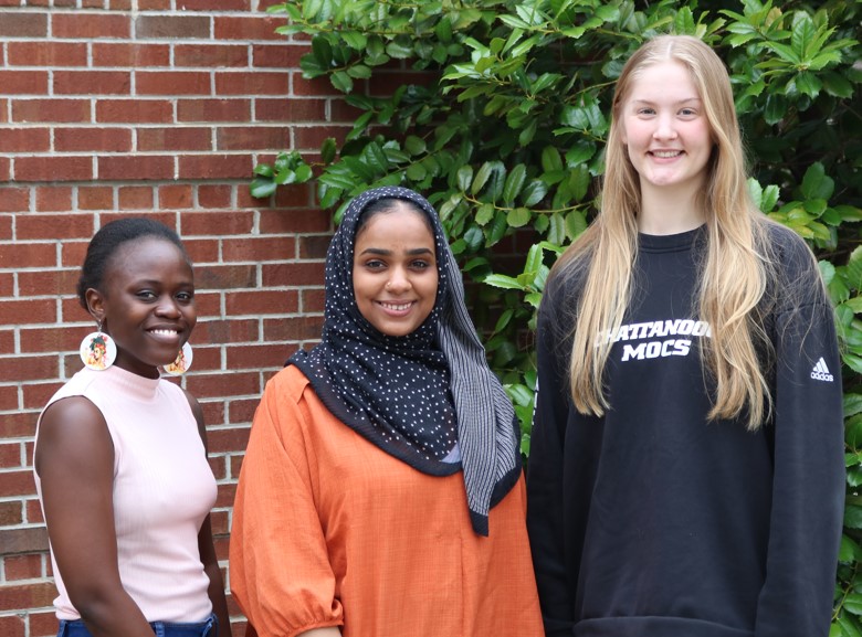 From left: College of Engineering and Computer Science students Maxine Otieno, Asma Khalil and Frode Flos van der Schans. Photo courtesy of CECS.