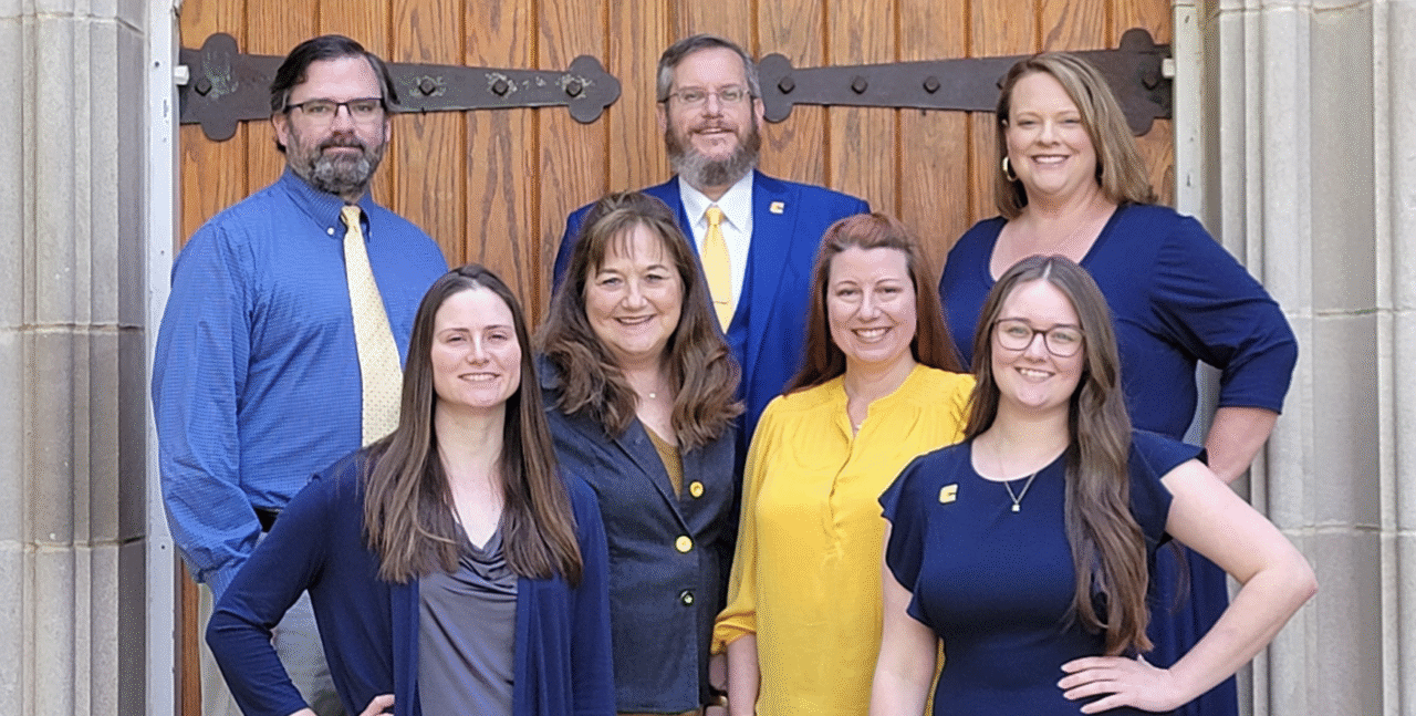 The ORSP team: top row, from left, David Veazey, Todd Moore-Doman and Angie Morelock; bottom row, from left, Ashley Ledford, Terri Bearbower, Meredith Perry and Lindsey Nabors.