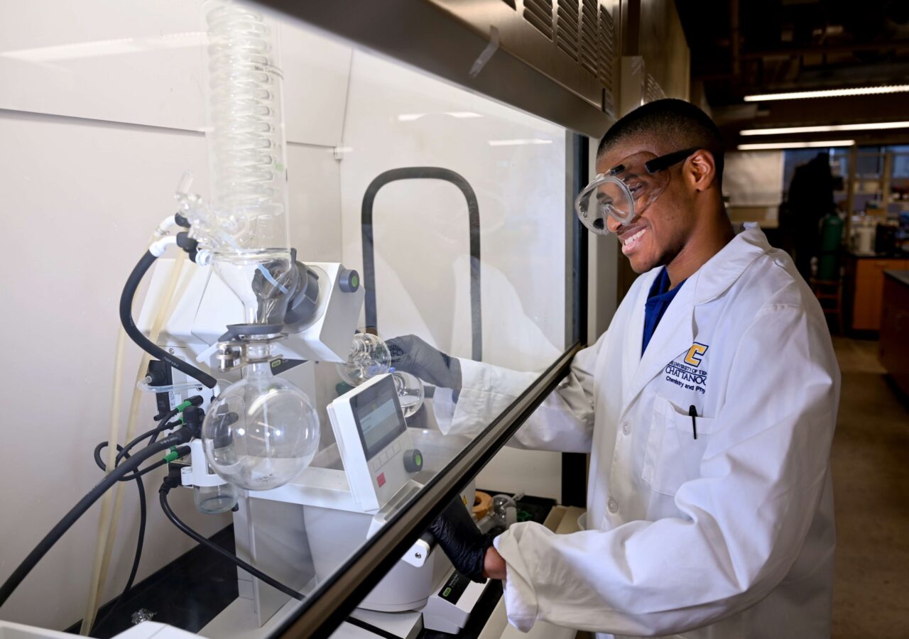 Nehemiah Antoine was the recipient of the Outstanding Senior Award and the Service Award at the Department of Chemistry and Physics awards banquet. Photo by Angela Foster.
