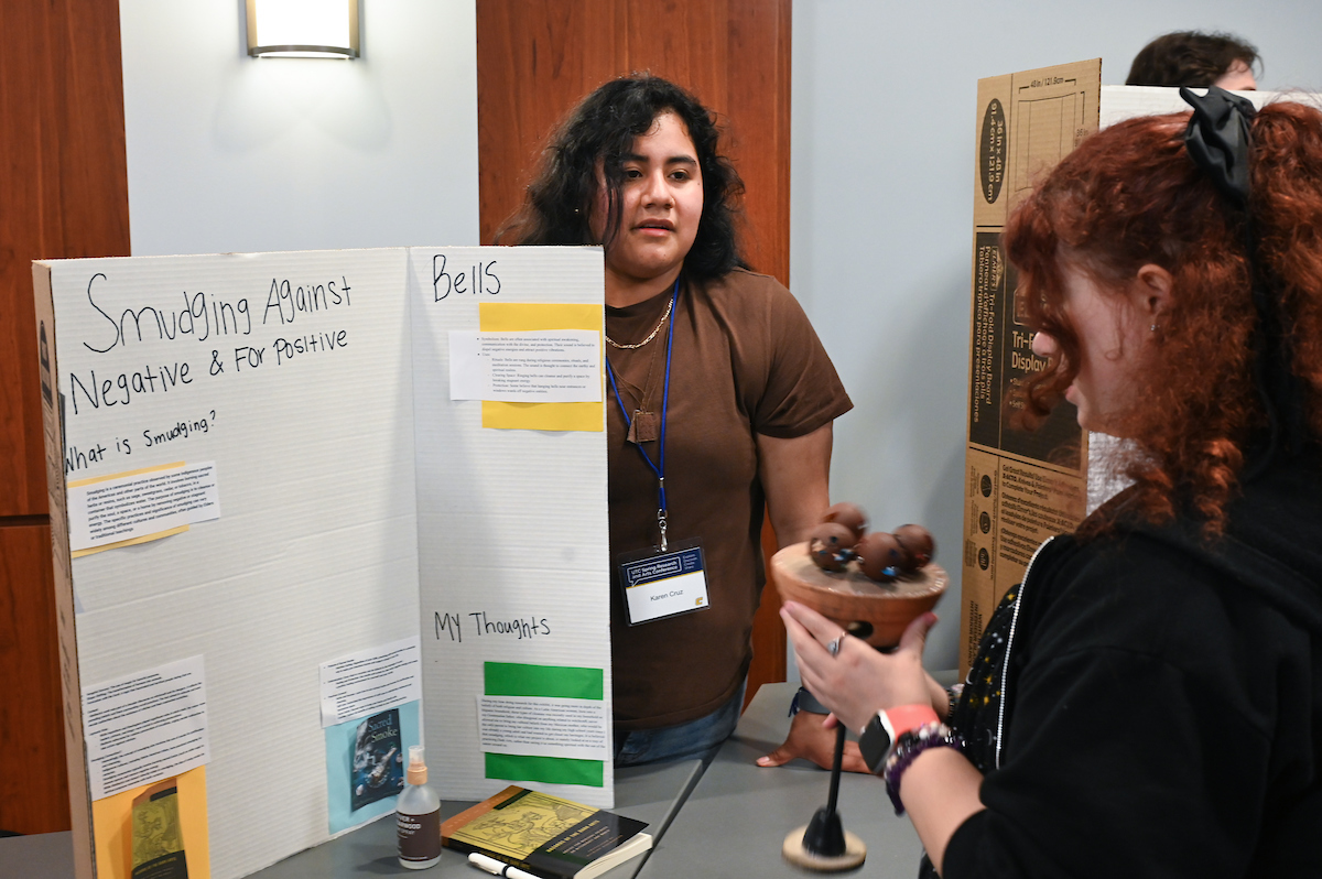 Kira Robison’s class shows their medieval projects at the Spring Research and Arts Conference, Wednesday, April 10, 2024 in the University Center.