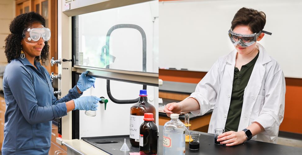 UTC chemistry alums Christine Rukeyser, left, and Bre-Anna Willis have been selected for the National Science Foundation Graduate Research Fellowship Program. Photos by Angela Foster.