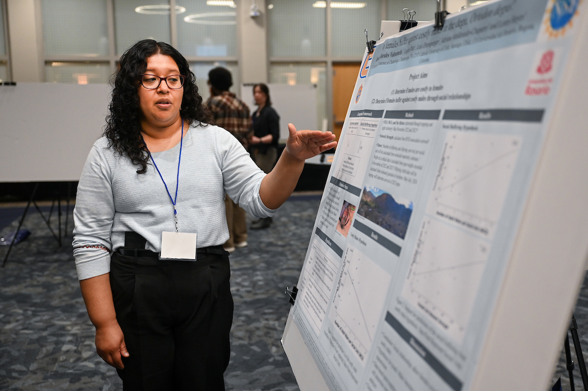 Students present their findings during the Spring Research and Arts Conference, Wednesday, April 10, 2024 in the University Center.