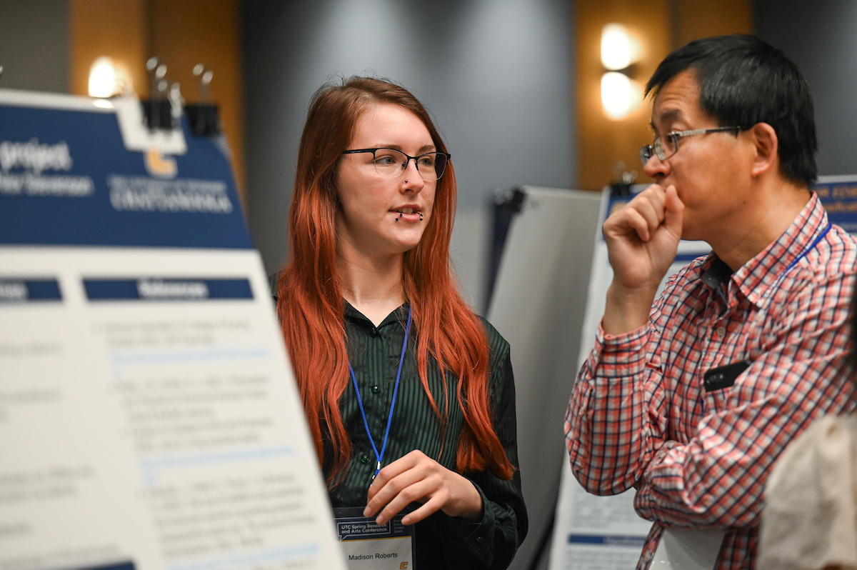 UTC graduate Madison Roberts was back on campus during the Spring Research and Arts Conference on Wednesday, April 10. Photo by Angela Foster.