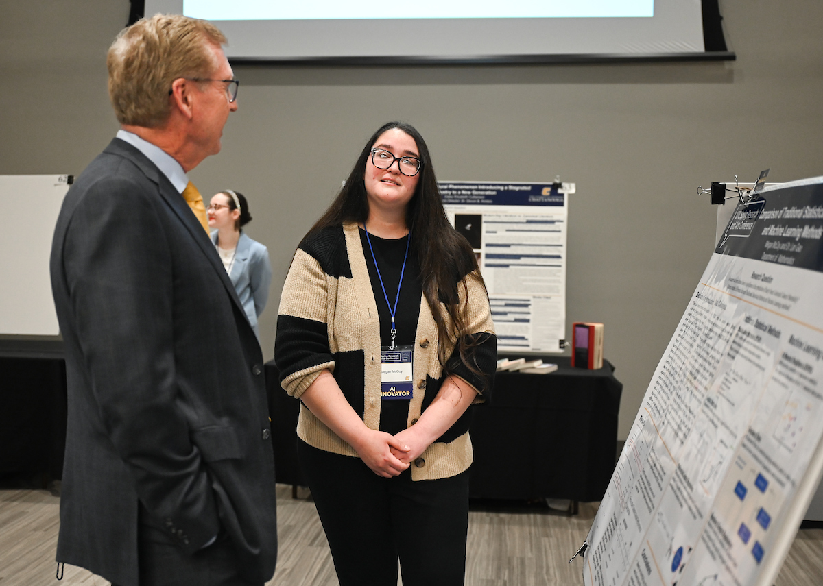 Students present their findings during the Spring Research and Arts Conference, Wednesday, April 10, 2024 in the University Center.