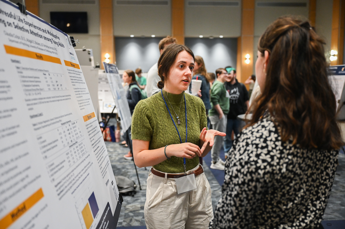 Students present their findings during the Spring Research and Arts Conference, Wednesday, April 10, 2024 in the University Center.