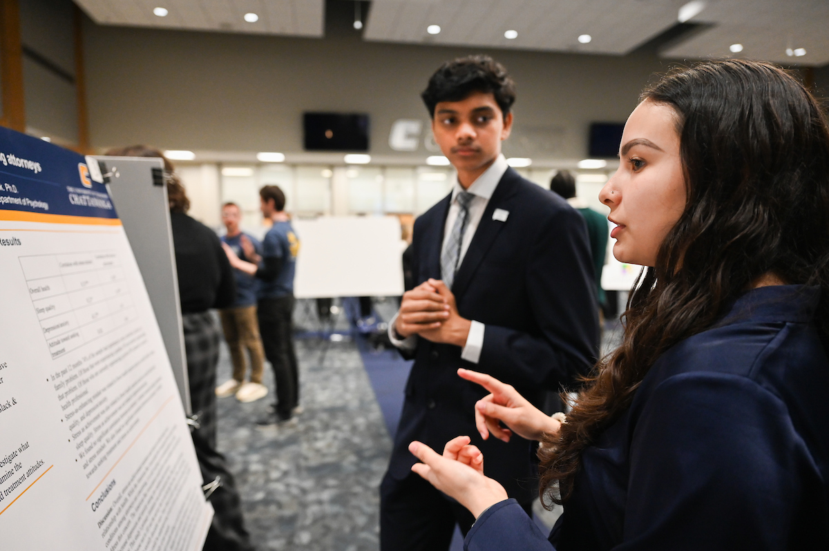 Students present their findings during the Spring Research and Arts Conference, Wednesday, April 10, 2024 in the University Center.