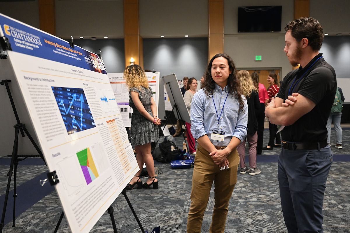 Students present their findings during the Spring Research and Arts Conference, Wednesday, April 10, 2024 in the University Center.