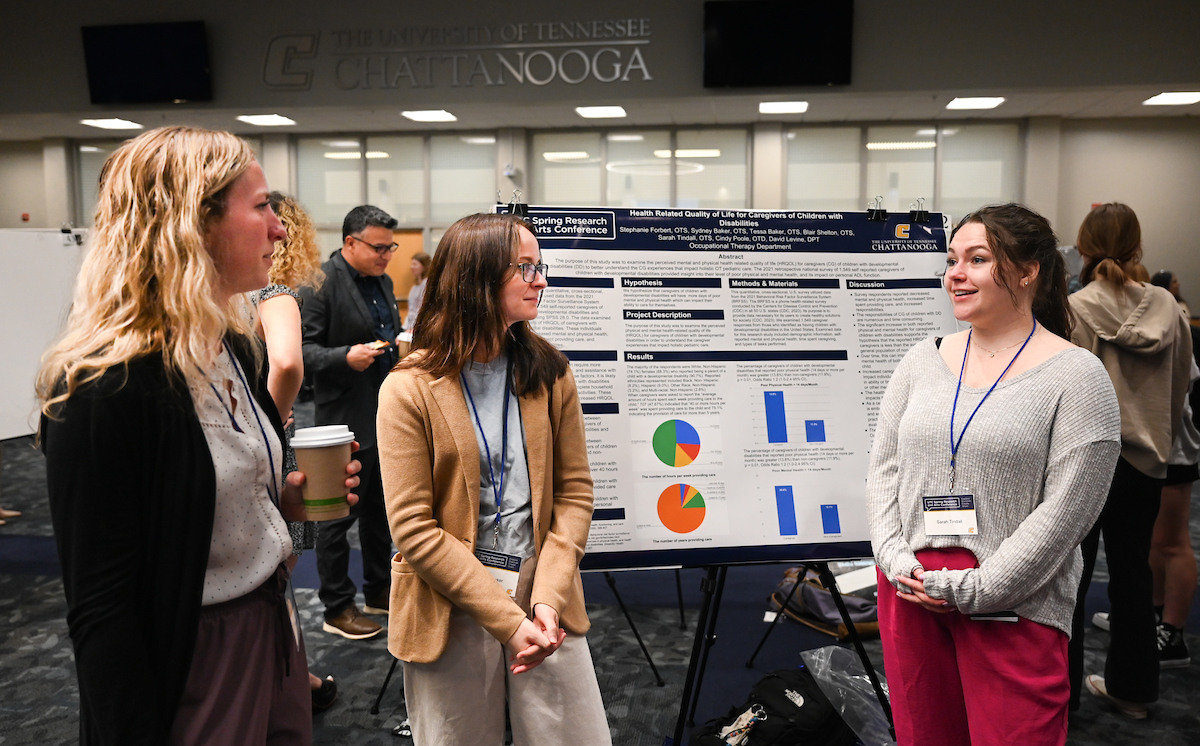 Students present their findings during the Spring Research and Arts Conference, Wednesday, April 10, 2024 in the University Center.
