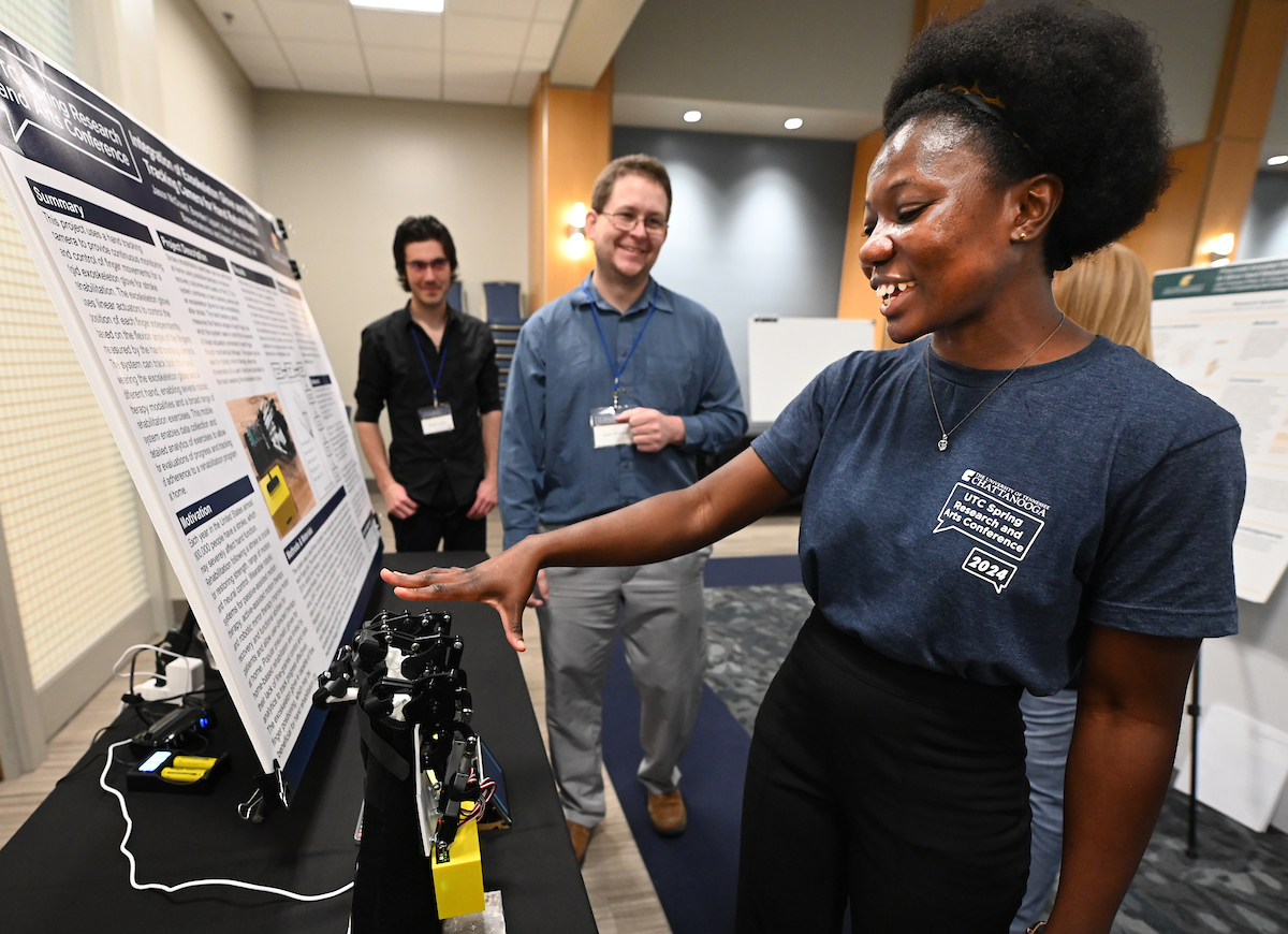 Students present their findings during the Spring Research and Arts Conference, Wednesday, April 10, 2024 in the University Center.
