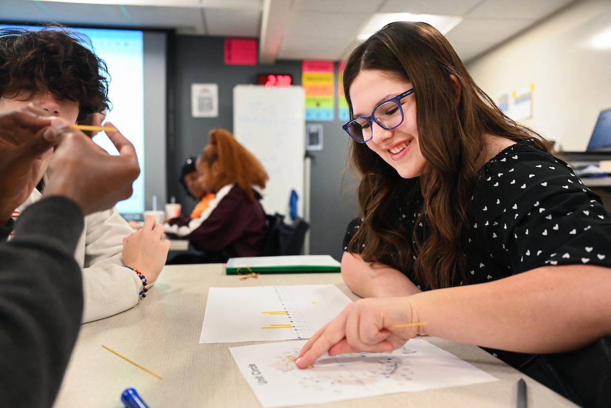 University High junior Addison Howard, participating in a pre-calculus class in Hunter Hall, is taking "a higher course load than most students this semester to get further into the biochemistry/biology track."