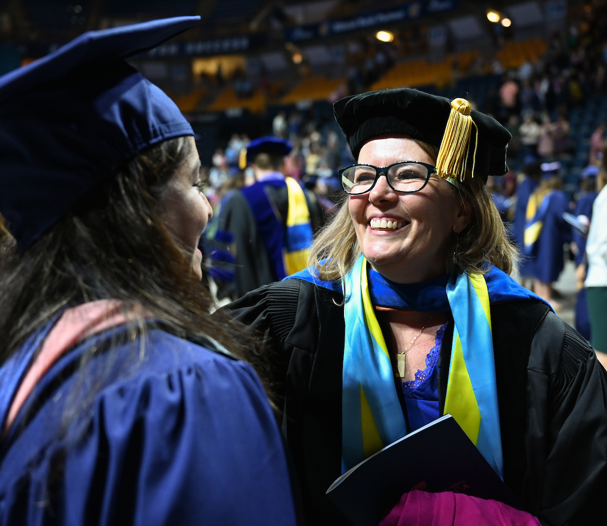 Students participate in the Graduate school commencement ceremony, Friday, May 3, 2024 in McKenzie Arena at the University of Tennessee at Chattanooga.
