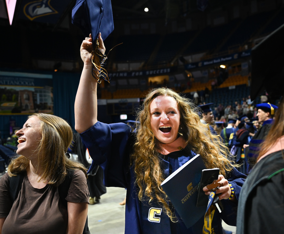 Students participate in the Graduate school commencement ceremony, Friday, May 3, 2024 in McKenzie Arena at the University of Tennessee at Chattanooga.
