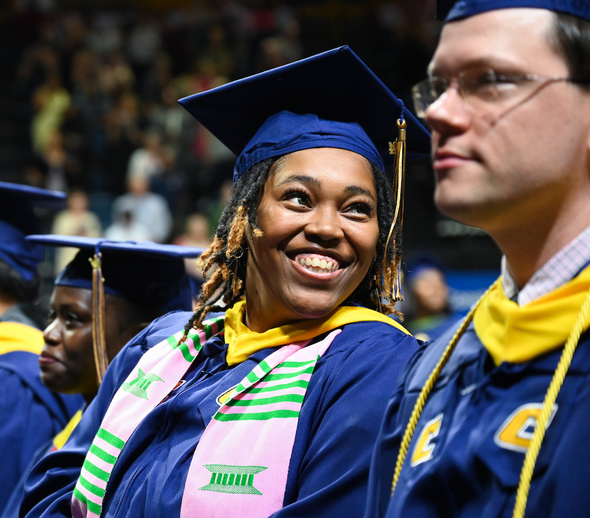 Students participate in the Graduate school commencement ceremony, Friday, May 3, 2024 in McKenzie Arena at the University of Tennessee at Chattanooga.