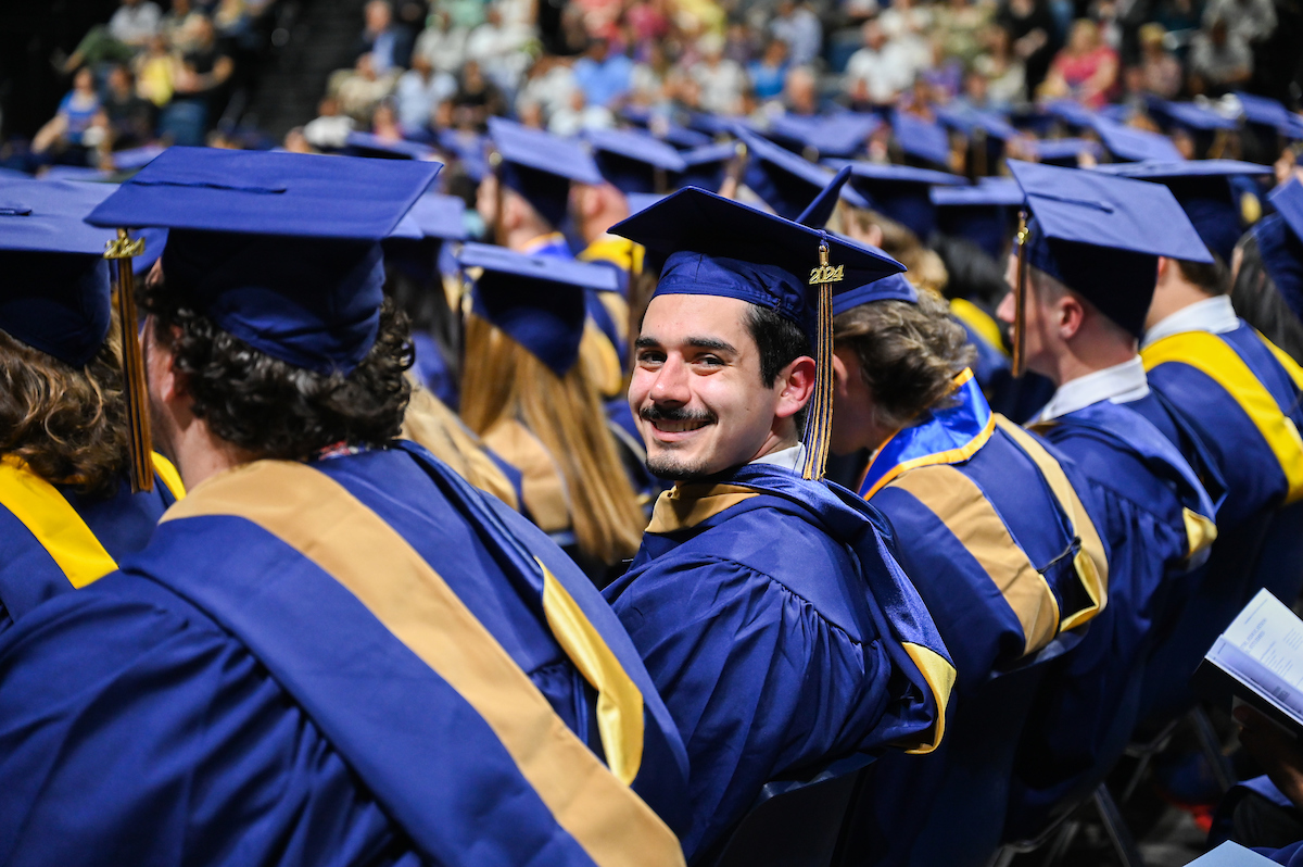 Students participate in the Graduate school commencement ceremony, Friday, May 3, 2024 in McKenzie Arena at the University of Tennessee at Chattanooga.