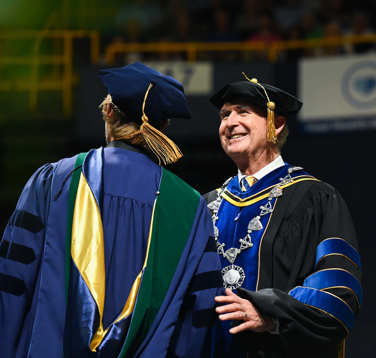 Students participate in the Graduate school commencement ceremony, Friday, May 3, 2024 in McKenzie Arena at the University of Tennessee at Chattanooga.