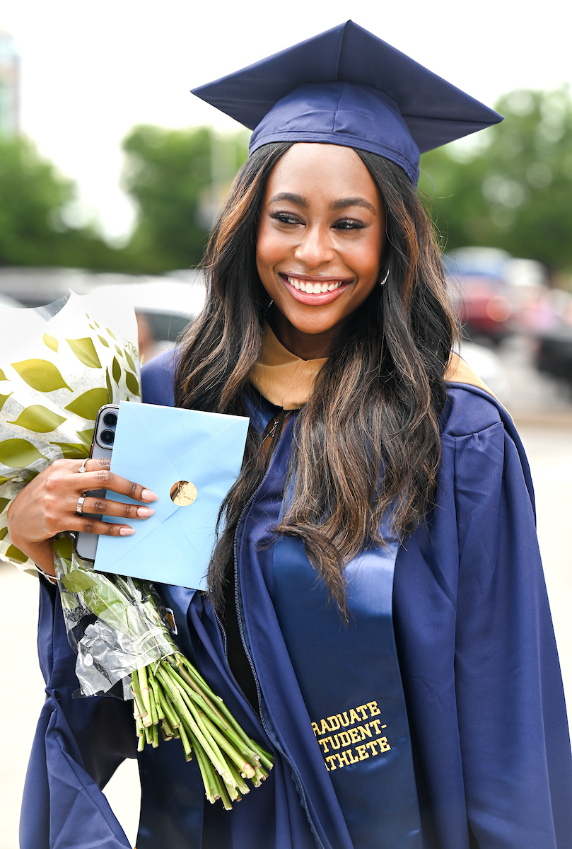 Students participate in the Graduate school commencement ceremony, Friday, May 3, 2024 in McKenzie Arena at the University of Tennessee at Chattanooga.